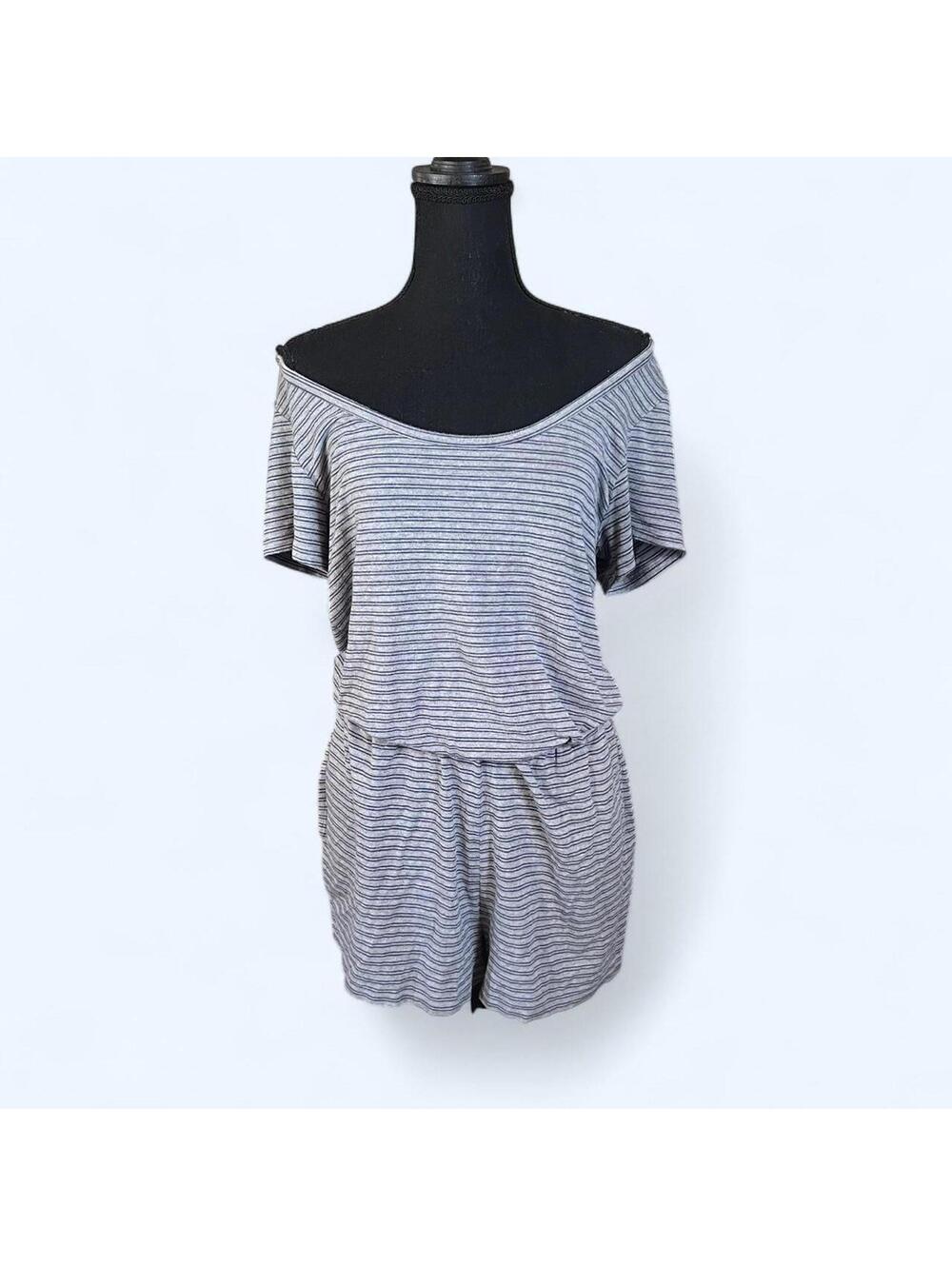 Y2K American Eagle off the shoulder striped romper cottagecore size medium